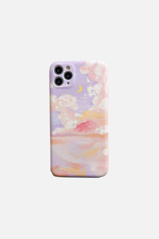 Night Sky Moon Oil Painting iPhone Case