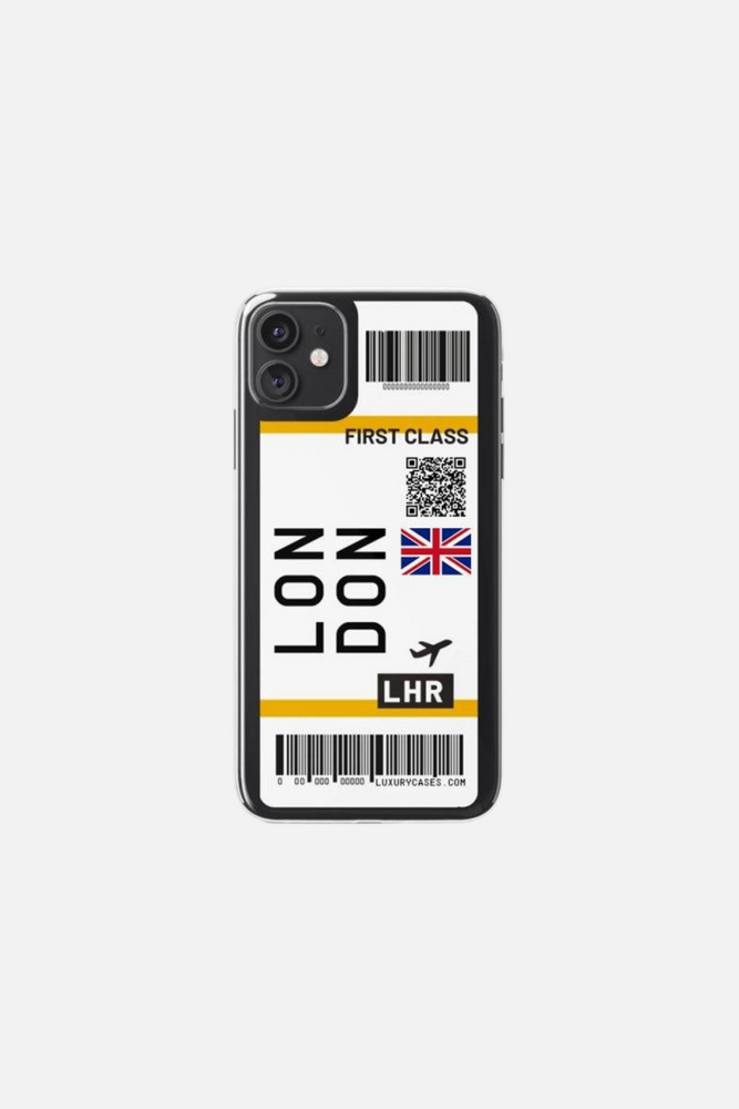 First Class Flight Ticket London iPhone Case