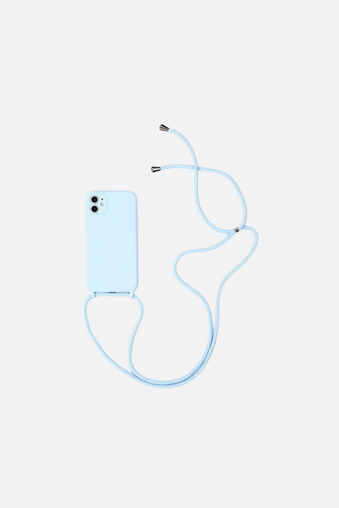 
                  
                    Load image into Gallery viewer, Liquid Silicone Crossbody Light Blue iPhone Case
                  
                