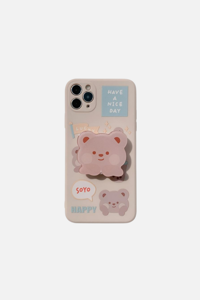 Bubble Tea Milk Bear Stand Holder iPhone Case